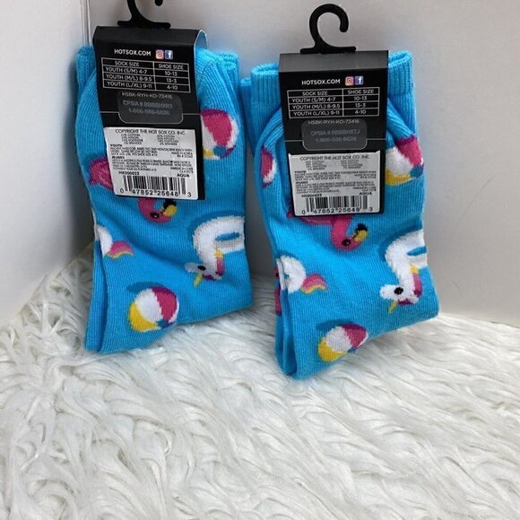 NEW Hot Sox Kids Set Of 2 Youth L/XL Socks Size 9-11 Unicorn Flamingo School - Picture 7 of 9
